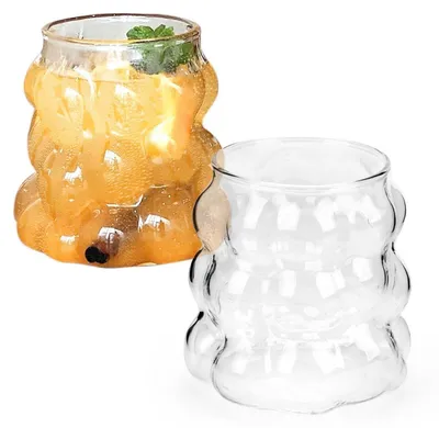 Productafbeelding van Set van 2 waterglazen, 350 ml, met bubbelglas, geschikt voor ijskoffie, latte macchiato, mojito, vaatwasmachinebestendig