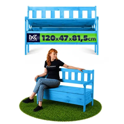 Image de KADAX Banc de jardin en bois avec dossier 120 cm avec coffre, terrasse, balcon, jardin