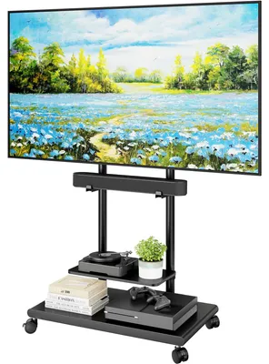 Productafbeelding van Mobiele TV Standaard met Soundbar Beugel voor 50-90 inch TV, tot 70 kg