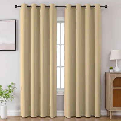 Verdunkelungsvorhänge, 2er-Set, 132x241 cm, Beige, Polyester
