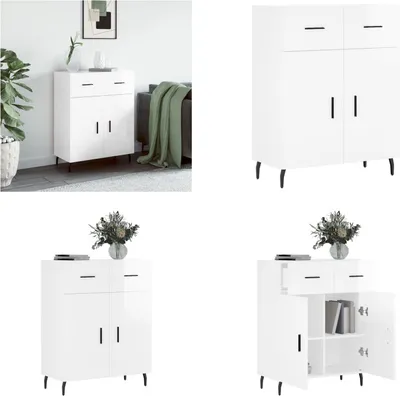 Produktbild von vidaXL Sideboard Hochglanz Weiß 69,5x34x90 cm Holzwerkstoff - Sideboard - Sideboards - Schrank - Lagerschrank