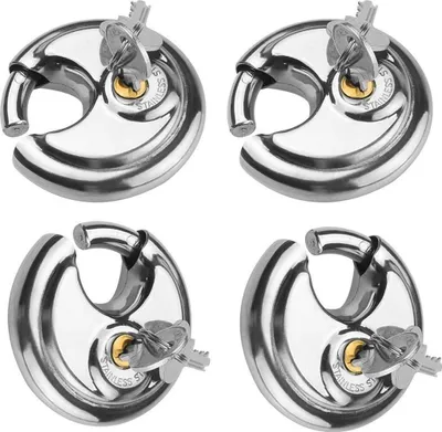 Produktbild von 4er Set Rundschloss 70mm | Sicherheitsschloss mit 2x Schlüssel | 9mm Vorhängeschloss wetterfest - Edelstahl | Auto Anhänger Kastenschloss | Hängeschloss für Außenbereich