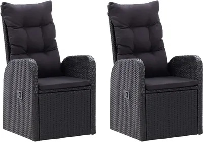 Produktbild von Garten-Liegestühle 2 Stk. mit Auflagen Poly Rattan Schwarz
