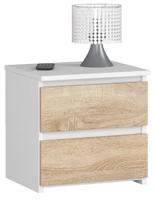Image de Commode avec deux tiroirs, hauteur 40 cm et largeur 40 cm, salon, chambre à coucher, entrée, armoire, sideboard, highboard, beaucoup d'espace de rangement, blanc sonoma