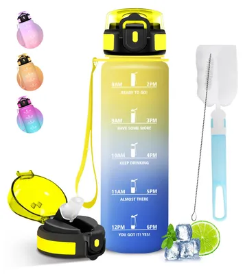 Produktbild von Trinkflasche 1l Mujigaga, auslaufsicher, mit Zeitmarkierung, Sportflasche