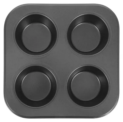 Image de Moules à muffins en acier au carbone antiadhésif, lot de 4, pour cupcakes, friteuse à air, four