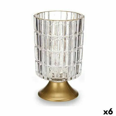 Image de Lanterne LED Transparent Or Verre 10,7 x 18 x 10,7 cm (6 pièces)