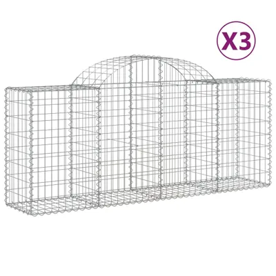 Obrázok produktu pre vidaXL Gabióny s vysokým oblúkom 3 ks 200x50x80/100 cm Pozinkované železo