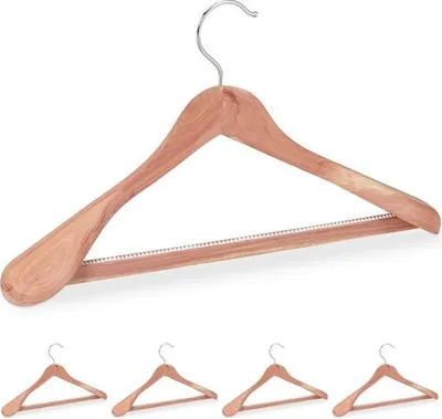 Zdjęcie produktu dla Wieszaki na ubrania z drewna cedrowego, zestaw 5 sztuk