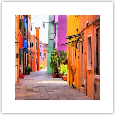 Produktbild von Poster - Poster ohne Rahmen - Sommer Straße Haus - 30x30 cm - Wand Bild - Wanddeko - Wandbilder - Kunstposter - Wandposter - Bilder - Kunstdruck - Wanddekoration - Wandbild - P2XAC30x30-3583