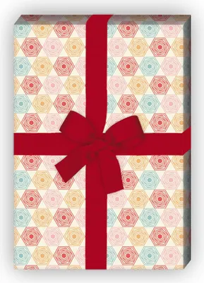 Produktbild von Hexagon Geschenkpapier Set mit Retro Design, rosa - G8418, 32 x 48cm