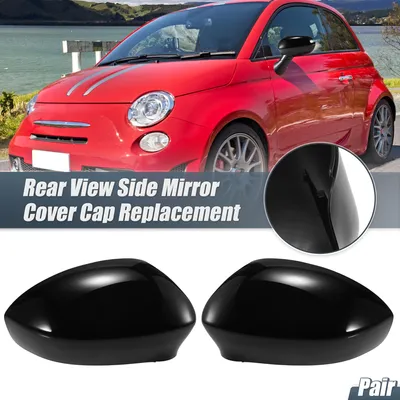 Image de Paire De Couvercles De Rétroviseur Noir De Remplacement Pour Fiat 500 2007-2023 - Accessoires De Décoration Extérieure Pour Protéger Les Rétroviseurs