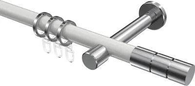 Produktbild von Interdeco Gardinenstange / Vorhangstange Weiß / Chrom, Typ Prestige Elanto (Rillenzylinder), 20 mm Ø 1-läufig, 240 cm