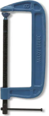 Obrázek produktu pro DAYTOOLS C-svěrka 8" (200 mm) | Robustní svěrka z lité oceli s přesným závitem (Ø 15 mm) | Otočný přítlačný čep (Ø 25 mm) | Rozpětí: 8" (200 mm) | Délka páky: 209 mm | Celková délka: 325 mm