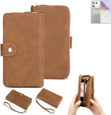 Produktbild von K-S-Trade Handyhülle Schutzhülle kompatibel mit Infinix Note 40 Pro+ 5G & Portemonnee Tasche Handytasche Case Etui Geldbörse Wallet braun (1x)