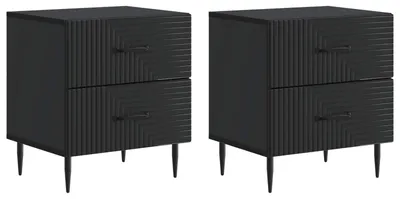 Image de Cabinet de chevet avec tiroir 2 pcs Noir 43 x 34,5 x 47,5 cm