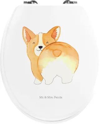 Produktbild von Mr. & Mrs. Panda Klodeckel Corgi Po - Weiß - Geschenk, Sprüche, Klositz, WC Sitz, Klo-Deckel, Hund, Toilettendeckel, bambus toilettensitz, Wauwau, Spruch, klo deckel