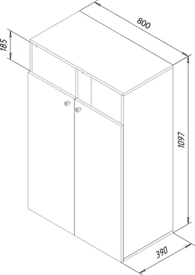Image de Armoire en bois | Buanderie | Panier à linge | Dimensions env. H. 110 x W. 80 x D. 39 cm - Dreso XL 2f