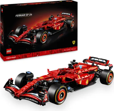 Produktbild von LEGO Technic Ferrari SF-24 F1 Rennauto - Modellauto für Erwachsene - Formel 1 Set zum Sammeln - V6-Motor, Getriebe, Lenkung und DRS im Maßstab 1:8 - Geschenk für Fans von Motorsport & Rennwagen 42207