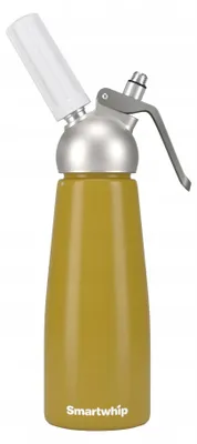 Produktbild von Sahnespender 250 ml aus Aluminium – Gelb, mit 3 Garniertüllen und Reinigungsbürste