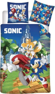 Produktbild von Sonic Kinderbettwäsche Set – Bettbezug 140x200 cm & Kissenbezug 63x63 cm