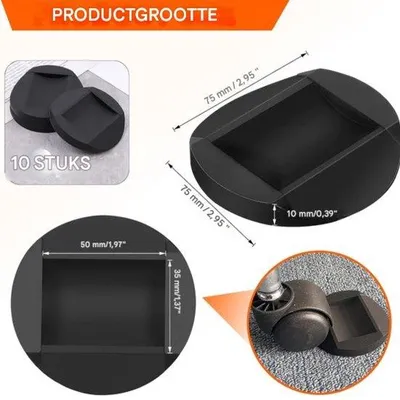 Produktbild von Famanu Möbeluntersetzer Gummi - Set von 10 - Rutschfeste Untersetzer - Schwarz