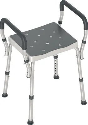 Image de HOMCOM Tabouret de douche chaise de douche pour personnes âgées et handicapées avec accoudoirs, hauteur réglable, patins antidérapants, chaise de bain en aluminium antirouille, gris