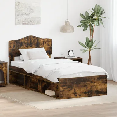 Zdjęcie produktu dla vidaXL Rama łóżka z dębu wędzonego 100 x 200 cm z litego drewna sosnowego
