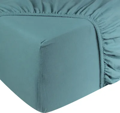Produktbild von DoubleDry Spannbettlaken Jersey 160x200cm - 100% Baumwolle - Spannbetttuch - 28cm Steg - Petrol