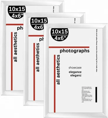 Immagine prodotto di Cornici per foto 10 x 15 cm, colore argento, set da 3, per foto e poster