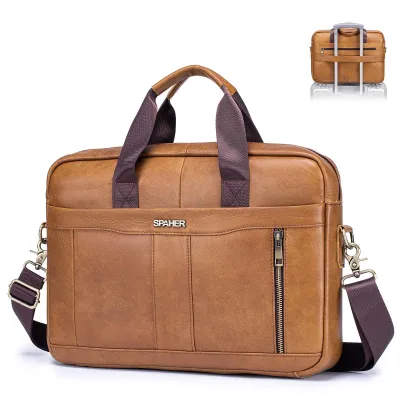 Productafbeelding van Elzusha - Vintage Leren Laptop Aktetas voor 14/15.6 inch