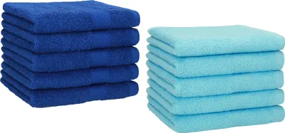 Produktbild von Betz 10 Stück Gästetücher 30x50 cm PREMIUM 100% Baumwolle Set Farbe: royalblau und türkis