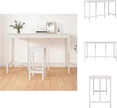 Obrázek produktu pro vidaXL Barový stůl bílý 180x80x110 cm z masivního borovicového dřeva - Jídelní stoly