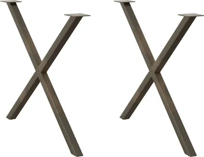 Obrázok produktu pre Nohy k jedálenskému stolu v tvare X, 2 ks, prírodná oceľ, 90 x (72-73) cm, oceľ