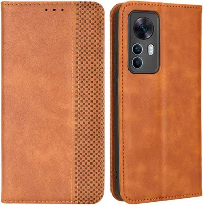 Produktbild von Xiaomi 12T / 12T Pro Hülle - Coverup Vintage Style Klapphülle - Braun