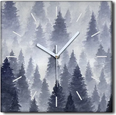 Produktbild von Coloray Uhr auf Leinwand 30x30 cm Wand Uhr Dekoration Wohnzimmer Segeltuch weiße Zeiger -Aquarelllandschaft