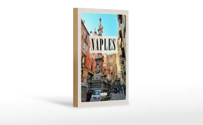 Produktbild von Holzschild Reise 12x18cm Naples Italy Neapel Italien Architektur tinsign