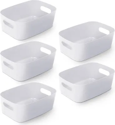 Immagine prodotto di Set da 5 contenitori in plastica bianchi 25x17x11 cm