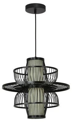 Immagine prodotto di Lampada a sospensione ASTRA bianco e nero 1xE27x15W vimini / rattan / paglia dim.: 142,5x45x45 cm IP20 Light Prestige