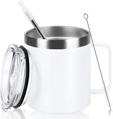 Produktbild von Metall-Wasserflasche für Camping und Outdoor, 355 ml, Edelstahl, mit Deckel und Trinkhörnchen