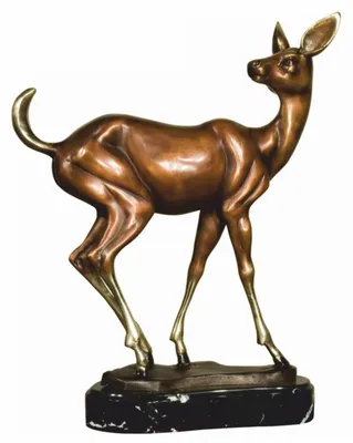 Immagine prodotto di Casa Padrino scultura decorativa cervo bronzo / oro / nero h. 42 cm - figura in bronzo