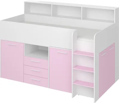 Obrázek produktu pro Postel s psacím stolem NEO R Right 80x200 cm Ložnicové sestavy Loftová postel Patrová postel Bílá / Levandulová