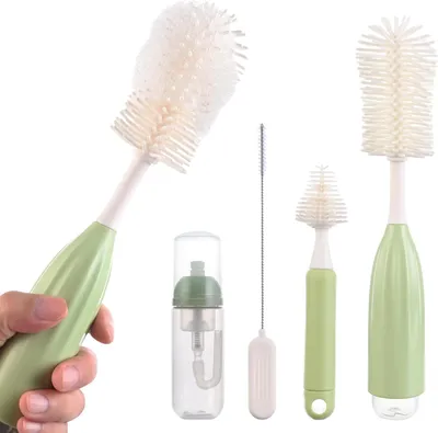 Image de Brosse pour biberons avec un long manche, adaptée à tous les biberons, pour un nettoyage facile, idéale pour la cuisine