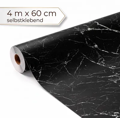 Produktbild von Dalsys Wandverkleidung selbstklebend 60x400cm Marmoroptik Schwarz - PVC Wandpaneele auf Rolle, flexible Wandverkleidung Badezimmer wasserfest, 2,3mm Materialstärke, Spritzschutz Küchenrückwand