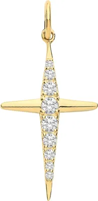 Image de Pendentif Femme Croix Or 375/1000 avec Oxyde de Zirconium - 25mm*12mm; TRS28239