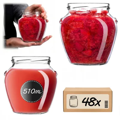 Produktbild von KADAX Einmachgläser 510 ml mit Schraubdeckel fi82mm, Schraubgläser mit Deckel, Honiggläser, Sturzgläser zum Einkochen von Honig, Obst und Gemüse, Marmeladengläser (48 Stück)