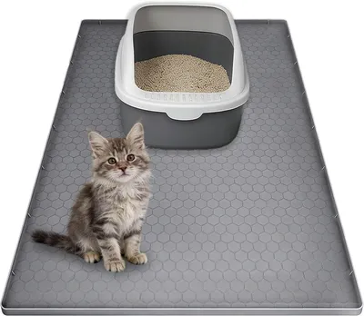 Imagen del producto de Alfombrilla de silicona para arenero de gatos, 86 x 22 cm, con bordes elevados, ideal para areneros y zonas de alimentación
