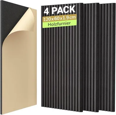 Immagine prodotto di Pannello fonoassorbente 2,88 m² in 4 pezzi, nero, 120 x 60 x 1,9 cm