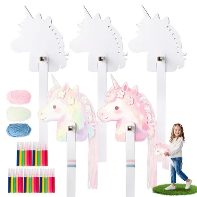 Steckpferd-Bastelset, 5-teilig, Einhorn, Karton, DIY
