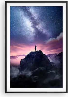 Produktbild von Gerahmtes Poster - Schwarzer Rahmen - Gipfel Wolken Nacht - 61x91,5 cm - Wand Bild - Wanddeko - Wandbilder - Kunstposter - Wandposter - Bilderrahmen - Bilder - Kunstdruck - P2BPA61x91-5160